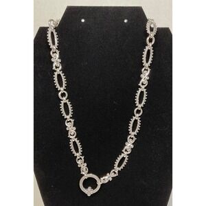 Barbara Bixby Sterling Silver 18K Gold Flower Link Chain Necklace 18 Inch